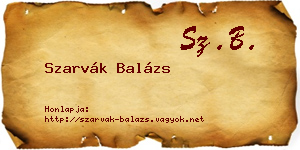 Szarvák Balázs névjegykártya