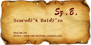 Szarvák Balázs névjegykártya